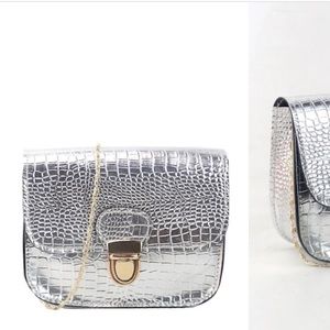 🎉Silver crocodile print crossbody bag 🎉